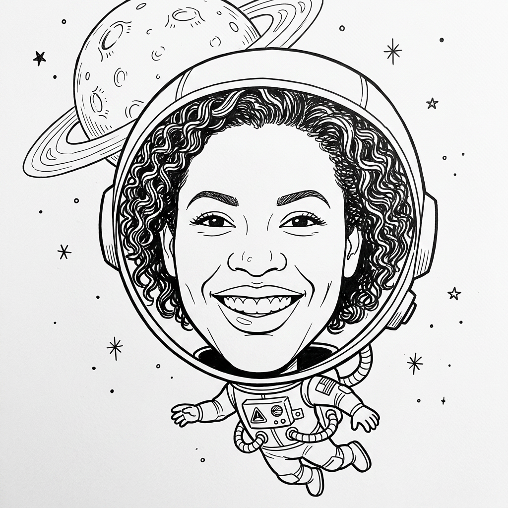 Robot-drawn Astronaut caricature