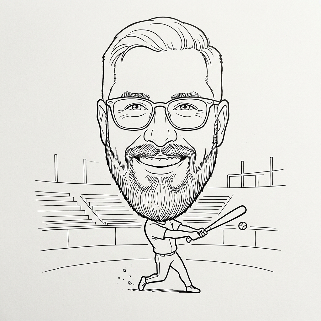 Robot-drawn Baseball caricature