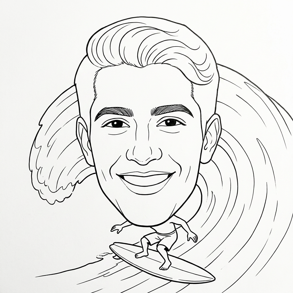 Robot-drawn Surfer caricature